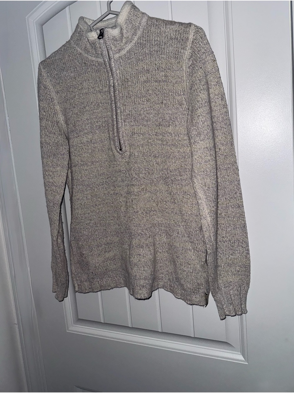 Woolrich Women’s XS Cream Marled Quarter-Zip Wool Blend Sweater
